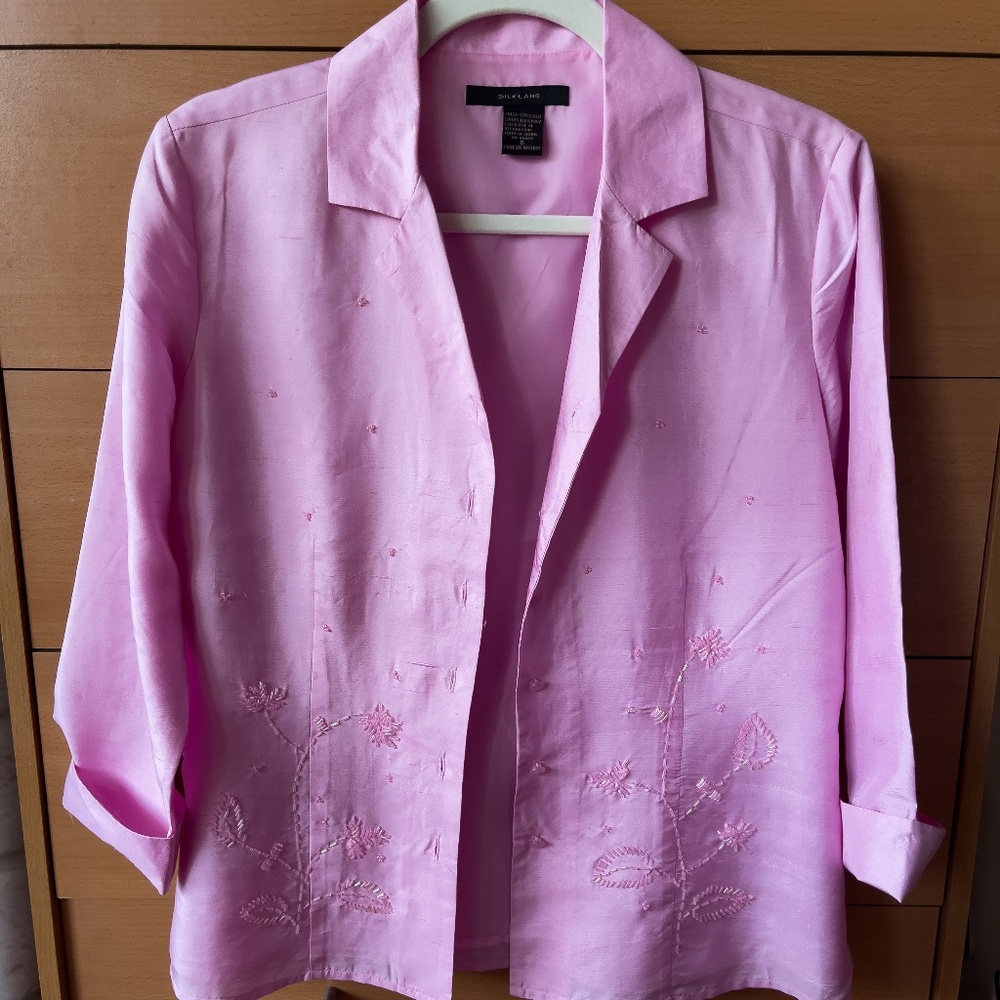 100% Silk Pink Light Jacket